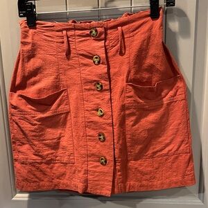 Stylish Button-Front Mini Skirt in burnt orange